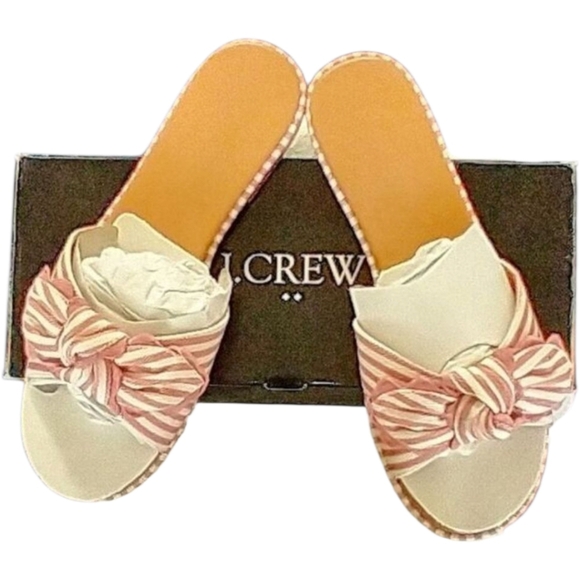 J.CREW Women's Striped Bow Slide Sandals Size 7 - Picture 4 of 14